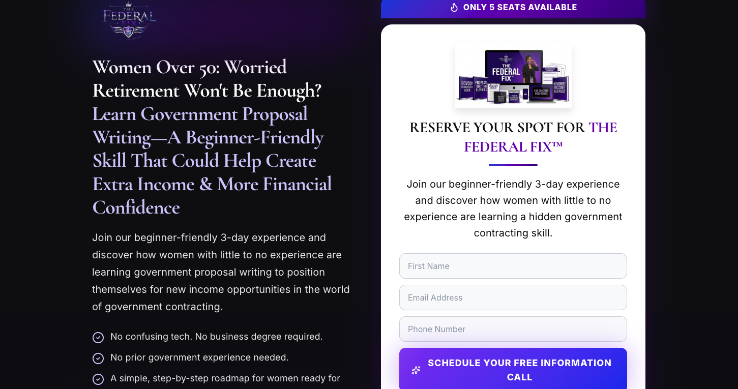 The Federal Fix — Webinar Registration Funnel