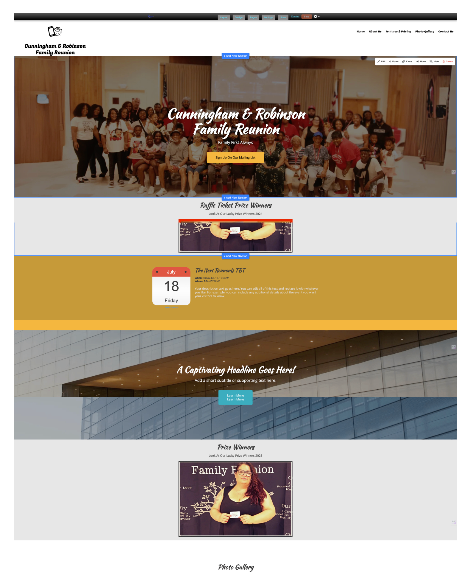 Cunningham & Robinson Reunion — Event & Mailing List Site